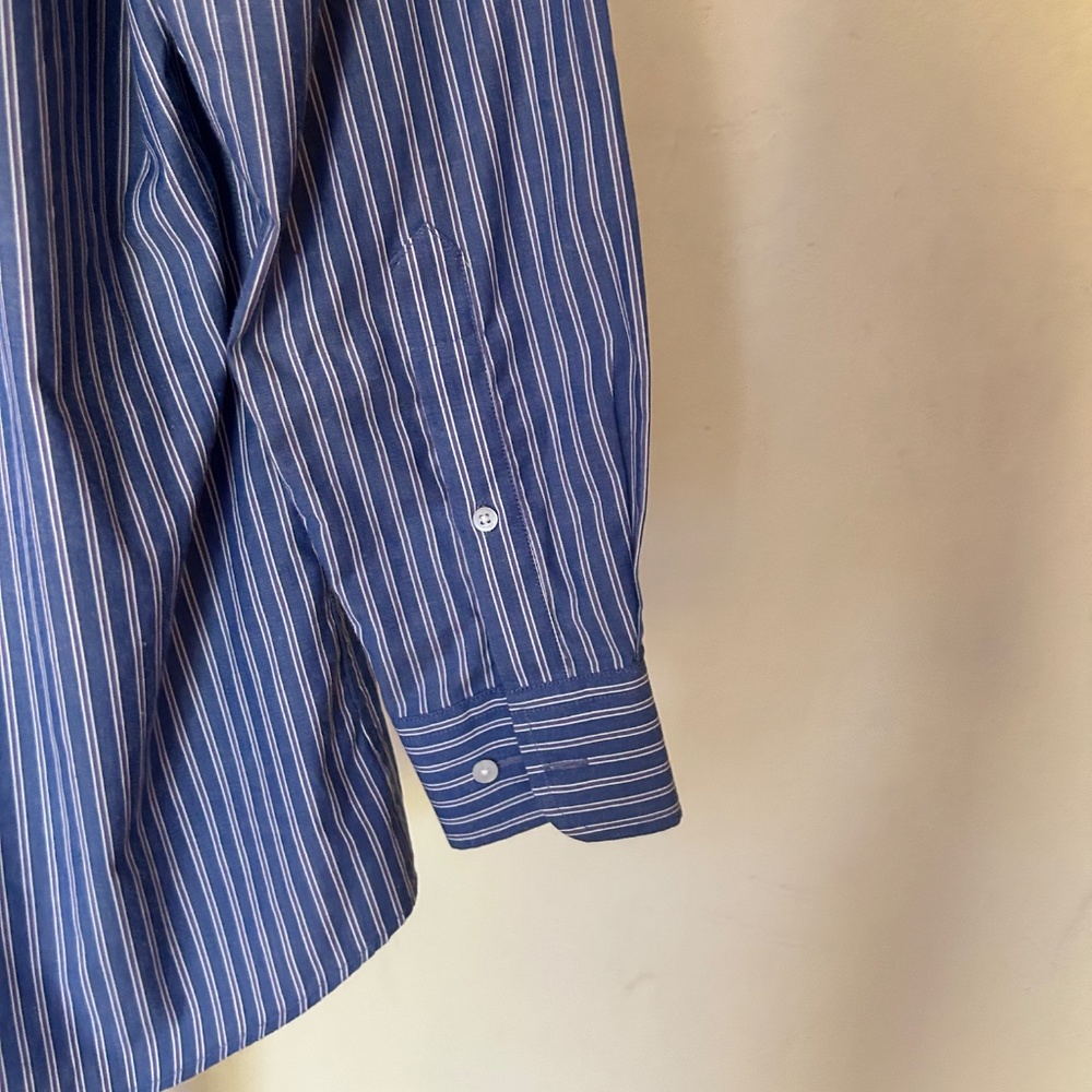 Men's Slim Fit Blue Stripe Shirt - Picture 7 of 10